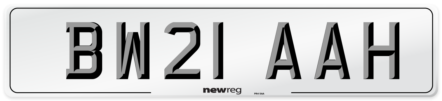 BW21 AAH Number Plate from New Reg